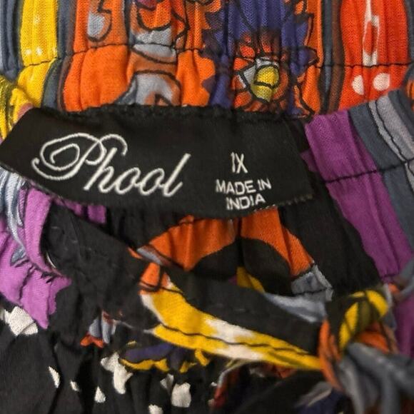 Phool Cotton Jewel Tone Vintage 90s Pleated Maxi Skirt Boho Hippie India 1X - Picture 10 of 11